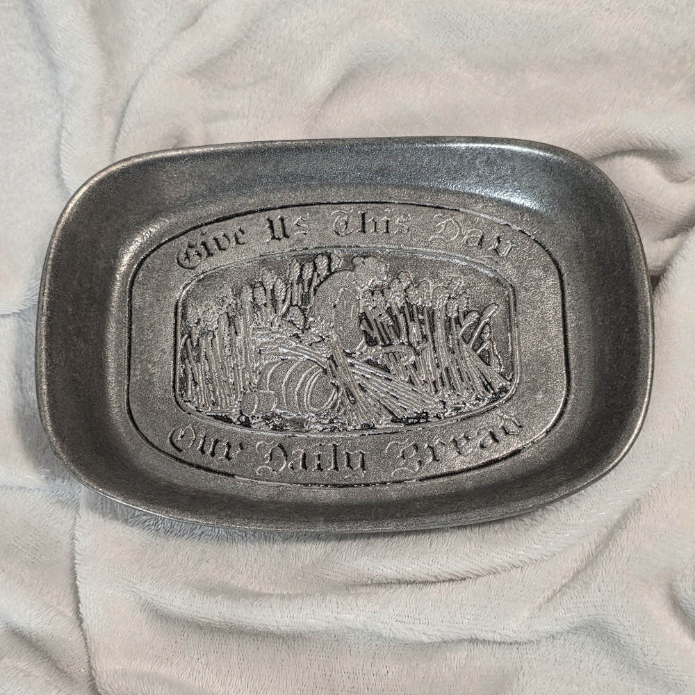 Vintage Wilton "Give Us This Day Our Daily Bread" Bread Server Plate Harvest - Picture 10 of 10